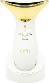 Derma Neck G-PLUS device with ergonomic design for facial and neck rejuvenation, showcasing its sleek appearance and functional features.