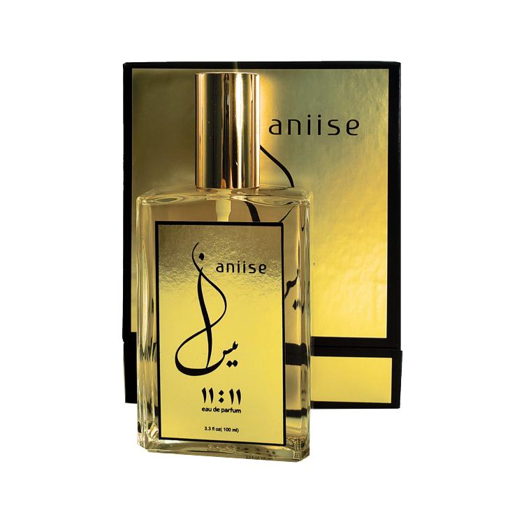 A luxurious bottle of Eau de Parfum 11:11, inspired by Fracas, showcasing its elegant design and rich fragrance.