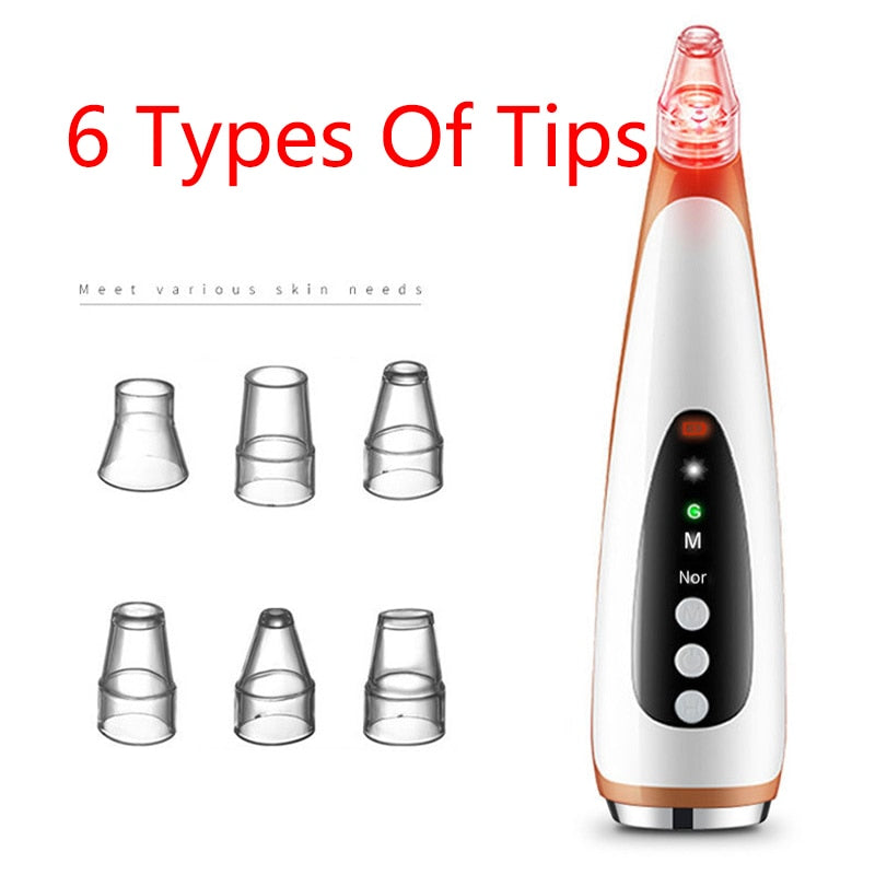 Electric Blackhead Remover with multiple suction tips and beauty lamp for effective skin care.