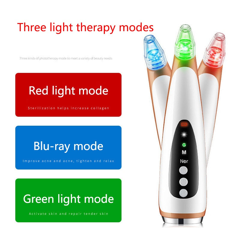 Electric Blackhead Remover with multiple suction tips and beauty lamp for effective skin care.