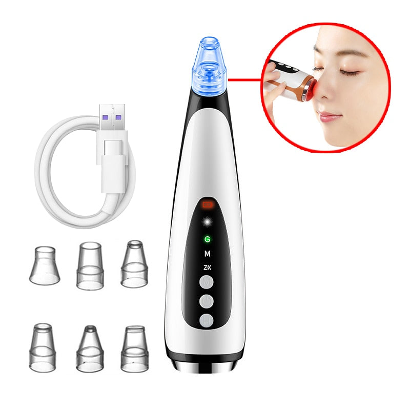 Electric Blackhead Remover with multiple suction tips and beauty lamp for effective skin care.