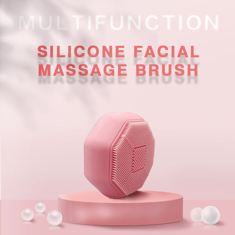 Electric Facial Cleansing Brush in Rose Red with EMS and LED features for skin tightening and rejuvenation, showcasing its sleek design and compact size.