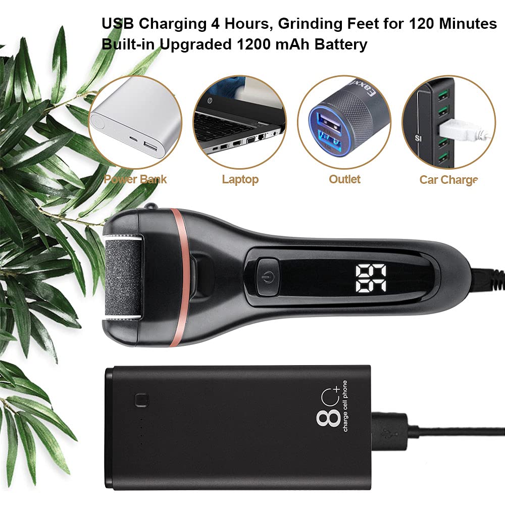 Electric foot file with multiple grinding heads and accessories for pedicure.