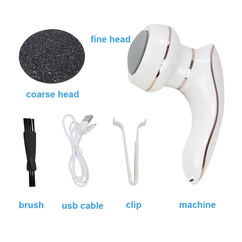 Electric Foot File Grinder with USB charging and vacuum suction for callus removal and pedicure.