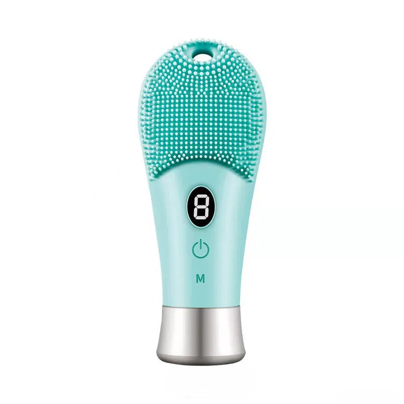 Electric Silicond Face Cleansing Brush in a stylish design, showcasing its silicone bristles and compact size for easy handling.