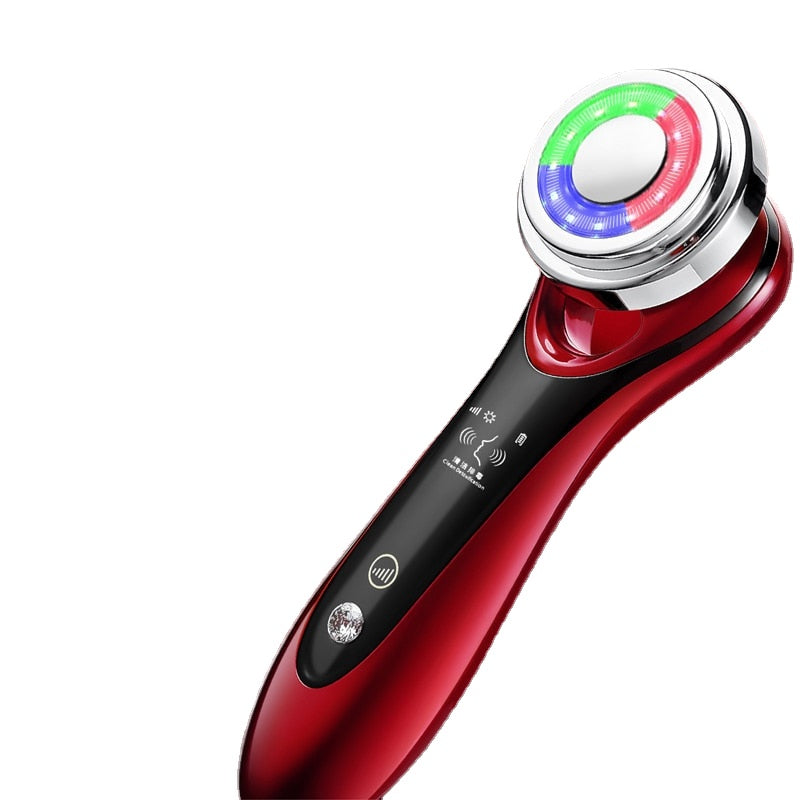 EMS Beauty Instrument featuring red and blue light therapy for face lifting and deep cleansing, designed for effective skincare.