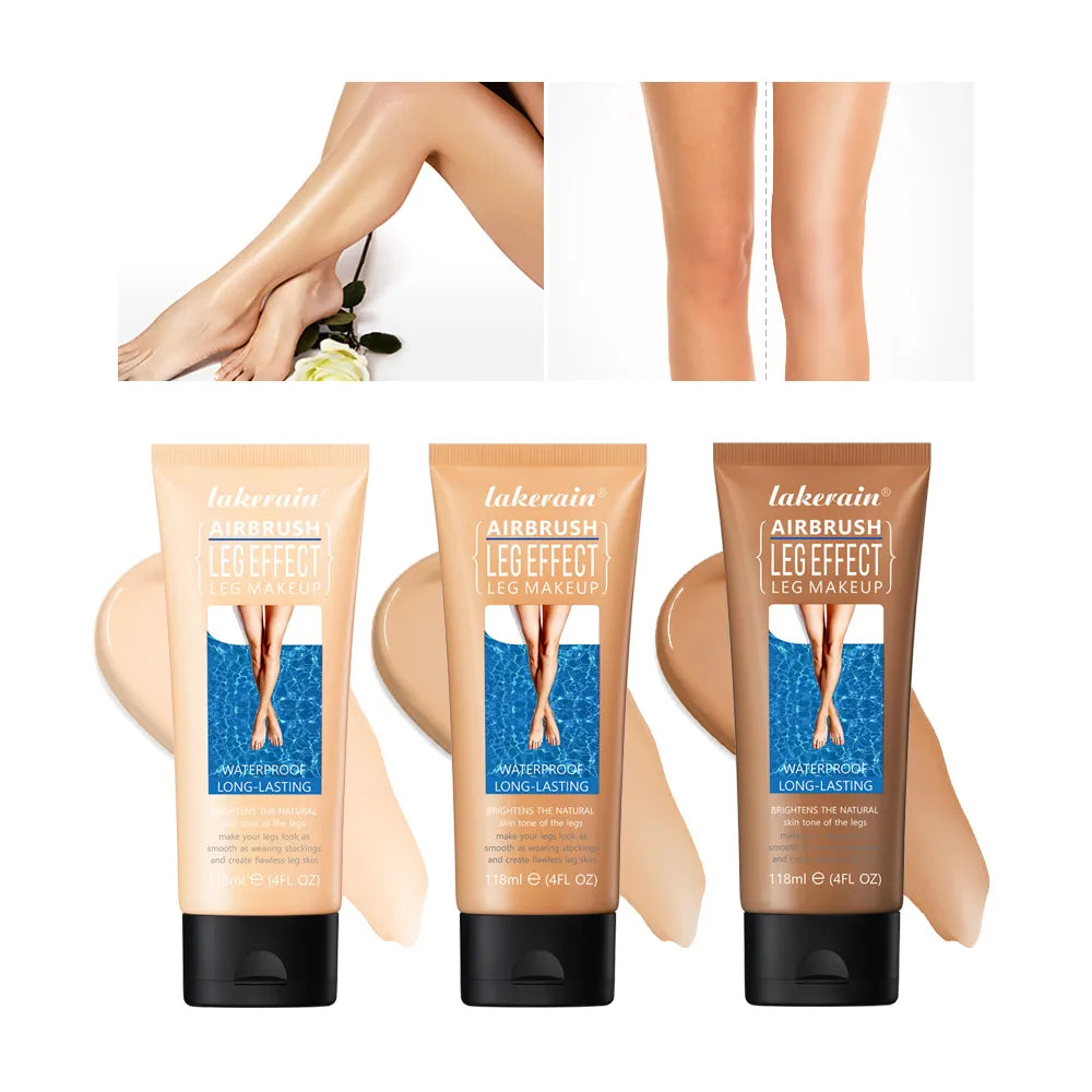 Even Skin Tone Airbrush Body Lotion in a sleek bottle, showcasing its creamy texture and moisturizing properties for flawless legs.