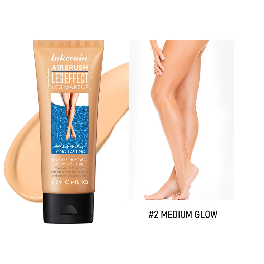 Even Skin Tone Airbrush Body Lotion in a sleek bottle, showcasing its creamy texture and moisturizing properties for flawless legs.