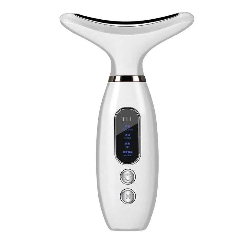 Electric Face Massager designed for skin tightening and rejuvenation with ergonomic dolphin shape and color light therapy features.