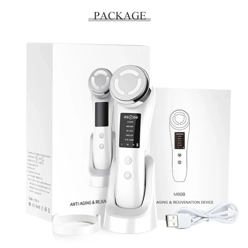 Face Massager featuring red and blue light therapy, designed for skin rejuvenation and beauty enhancement.
