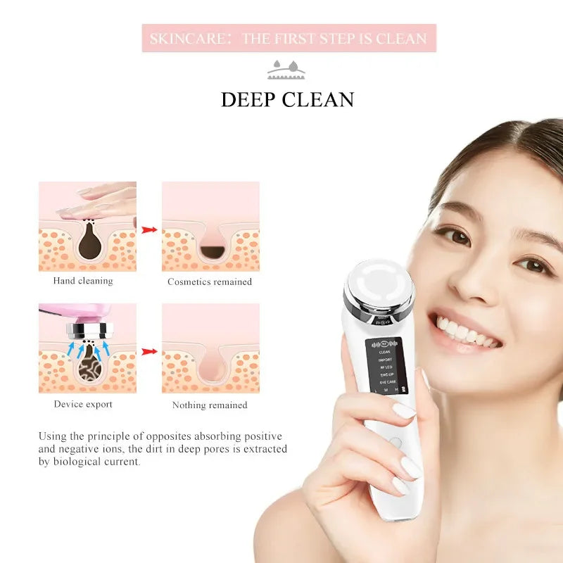 Face Massager featuring red and blue light therapy, designed for skin rejuvenation and beauty enhancement.