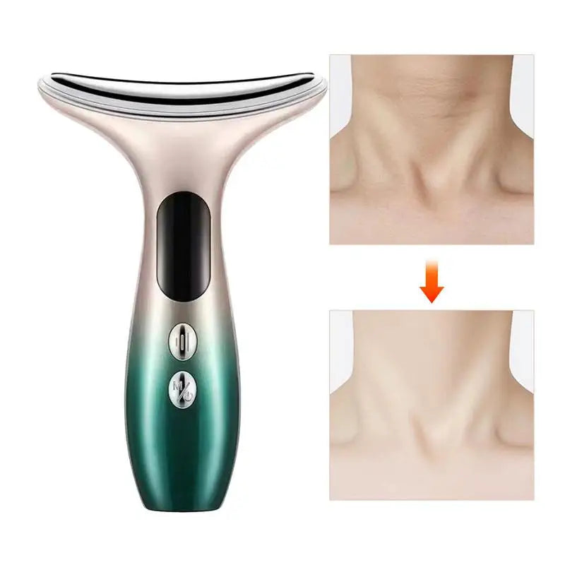 EMS Microcurrent Face Neck Lifting Massager designed for facial and neck rejuvenation, featuring a sleek dolphin shape and color light technology.