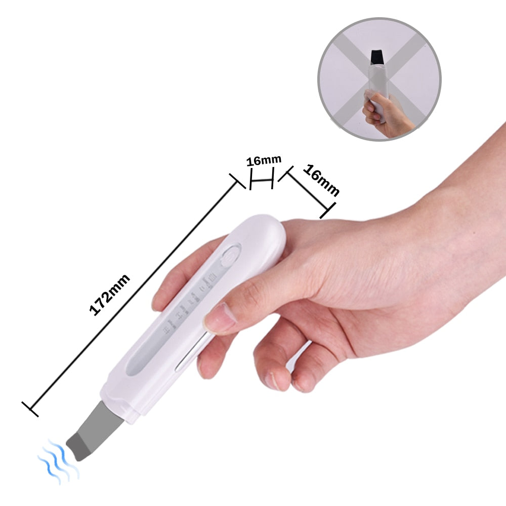 Face Ultrasonic Skin Scrubber Cleaner with ergonomic design for effective acne and blackhead removal.