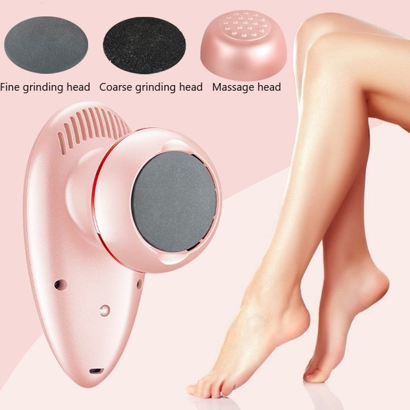 Foot Care Tool in pink color with three interchangeable rollers for effective skin care.