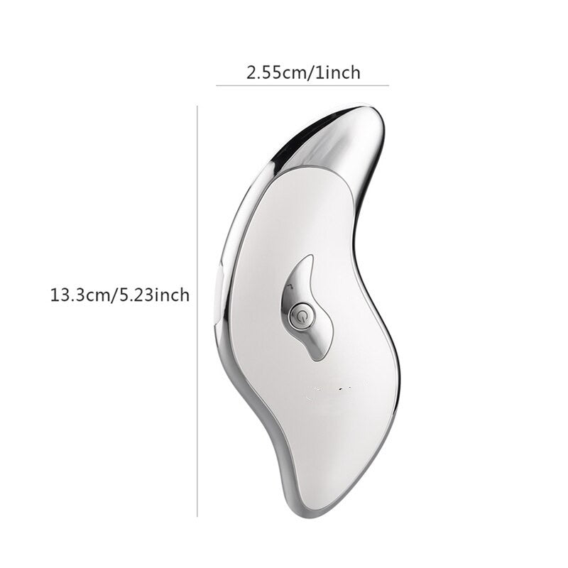 Guasha Face Lifting Tool showcasing its ergonomic design and features for skin care massage.
