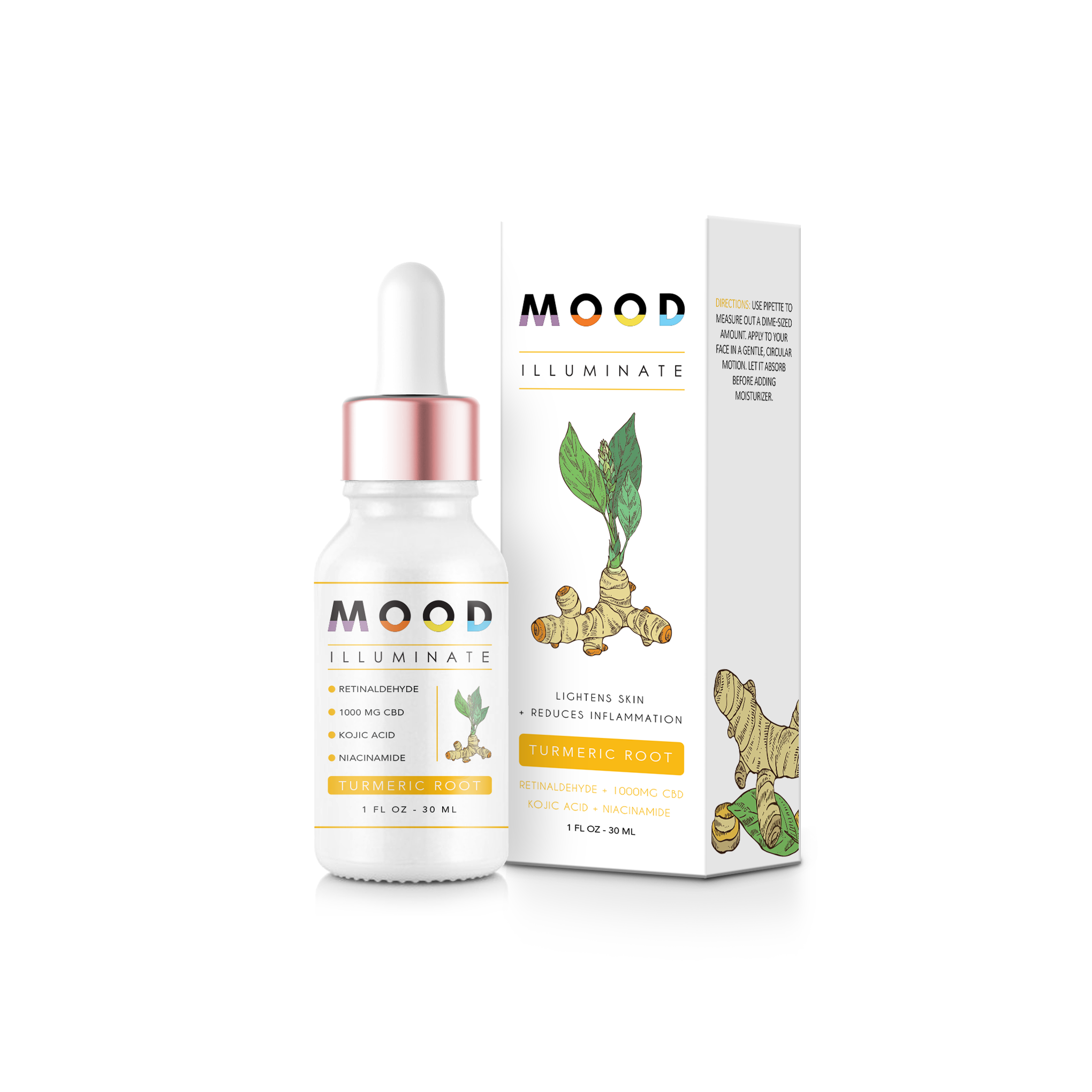 ILLUMINATE Face Serum bottle with a dropper, showcasing its elegant design and natural ingredients.