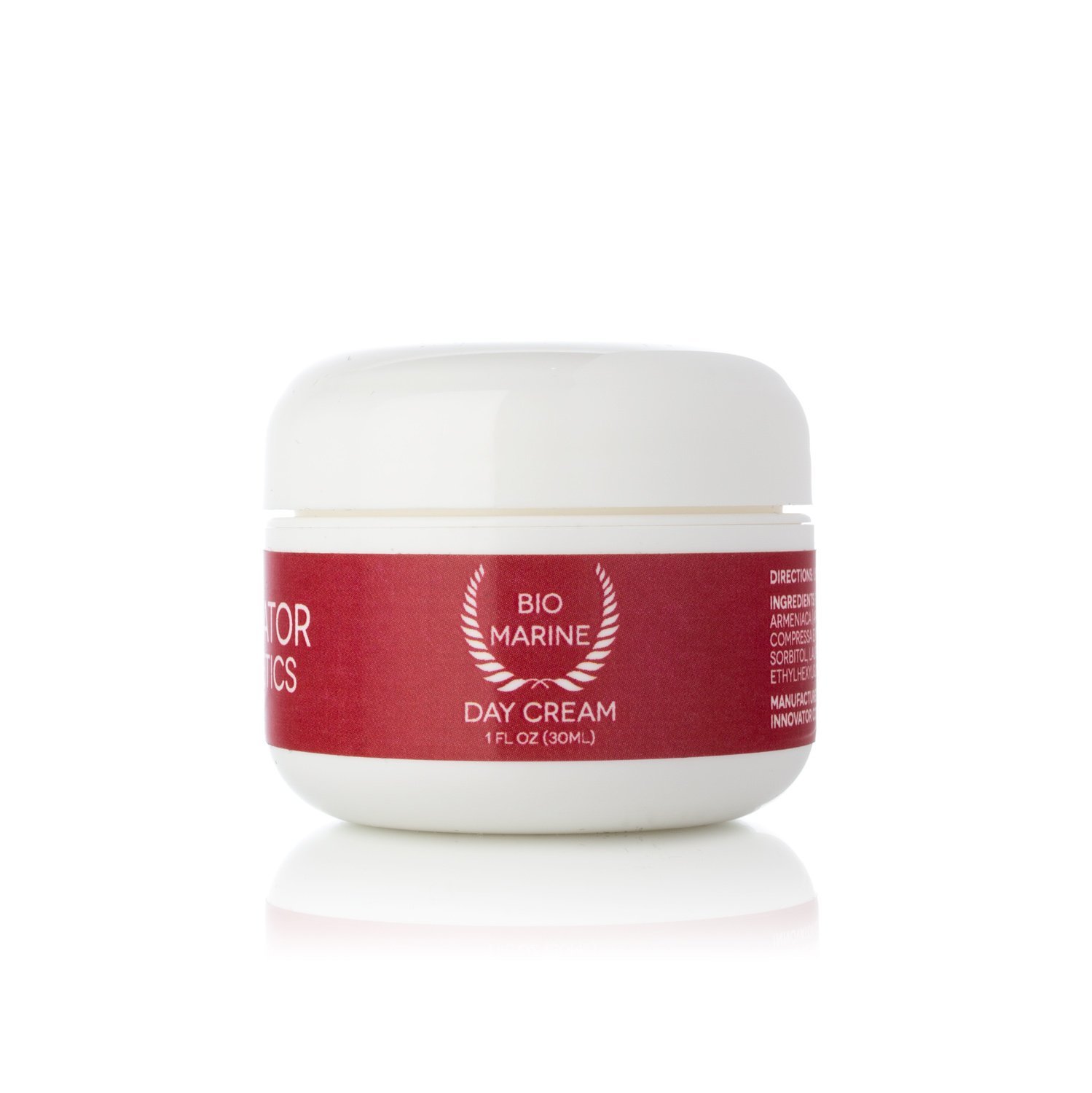 Innovator Cosmetics Day Cream in a sleek 1FL OZ jar, showcasing its luxurious texture and bio marine ingredients.