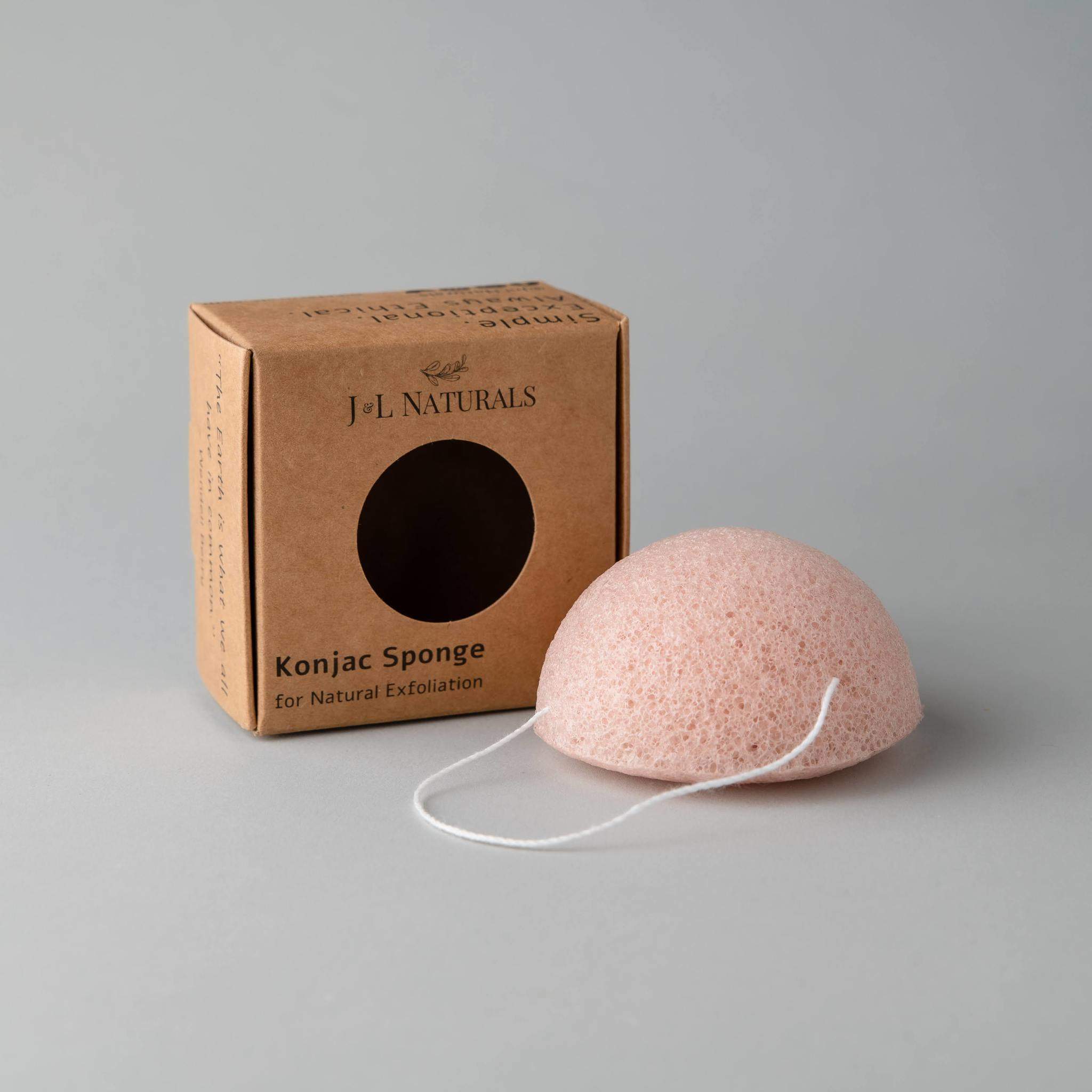 A biodegradable Konjac Sponge made from natural Konjac root, showcasing its soft texture and eco-friendly design.