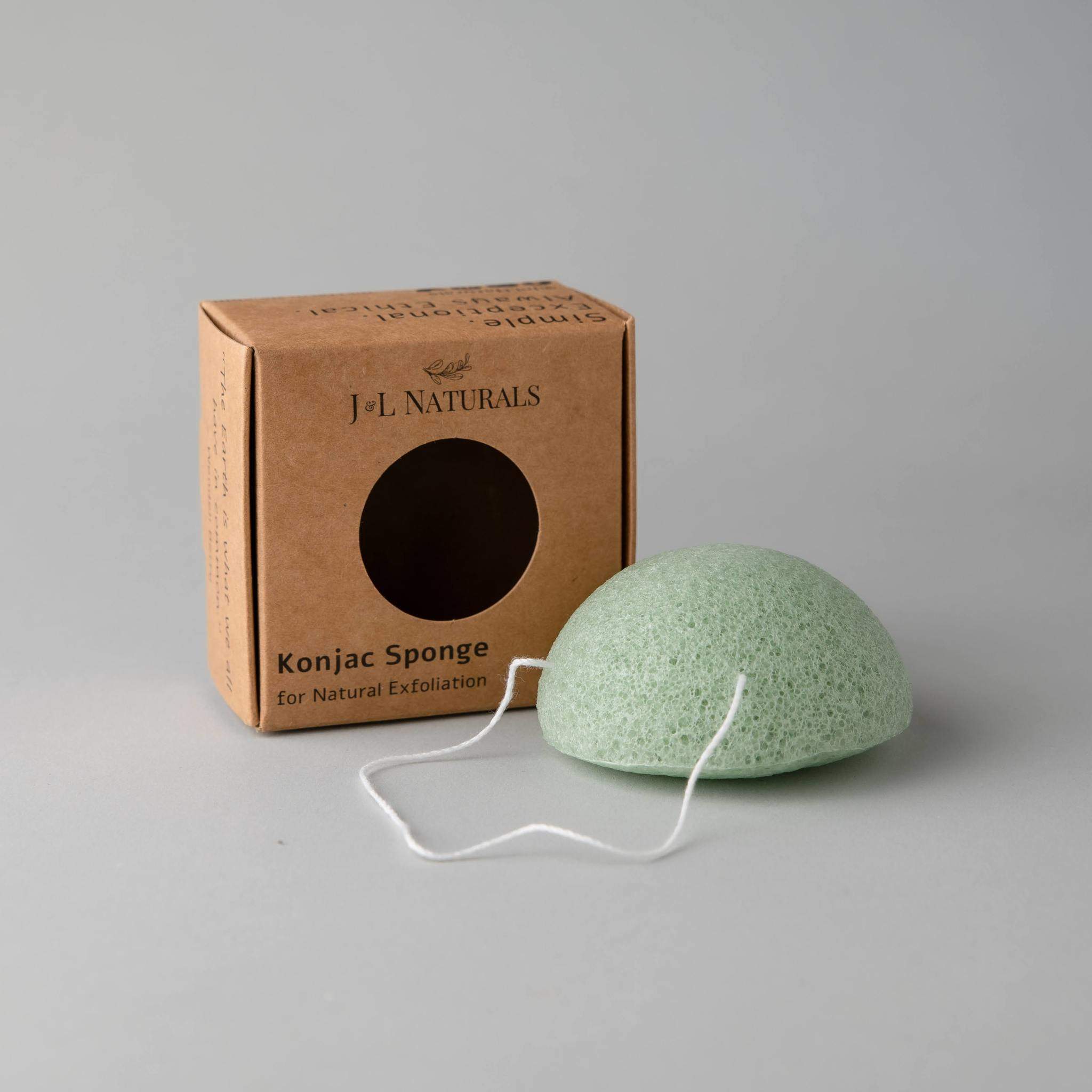 A biodegradable Konjac Sponge made from natural Konjac root, showcasing its soft texture and eco-friendly design.