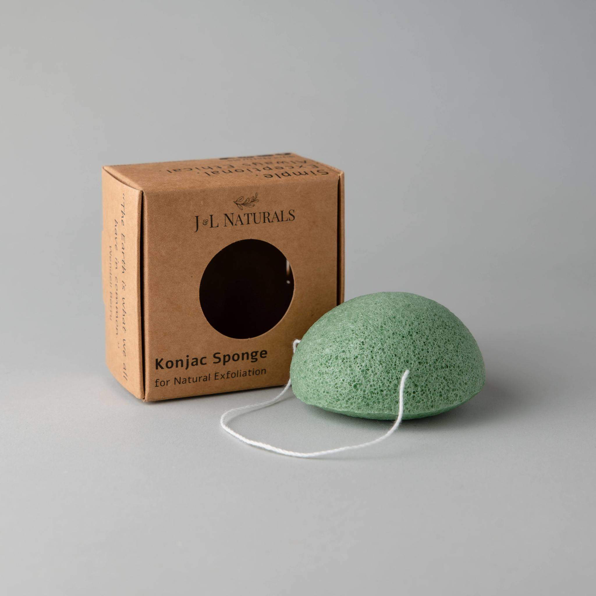 A biodegradable Konjac Sponge made from natural Konjac root, showcasing its soft texture and eco-friendly design.