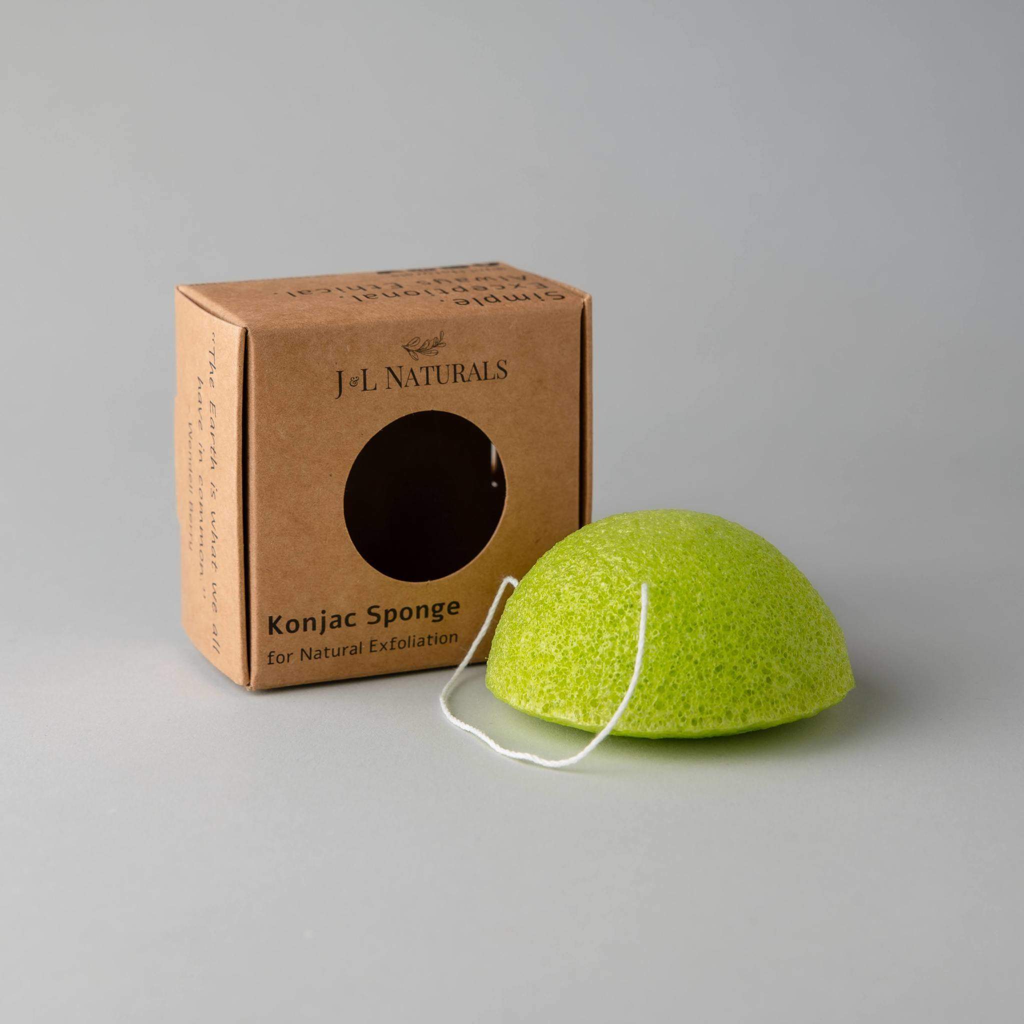 A biodegradable Konjac Sponge made from natural Konjac root, showcasing its soft texture and eco-friendly design.