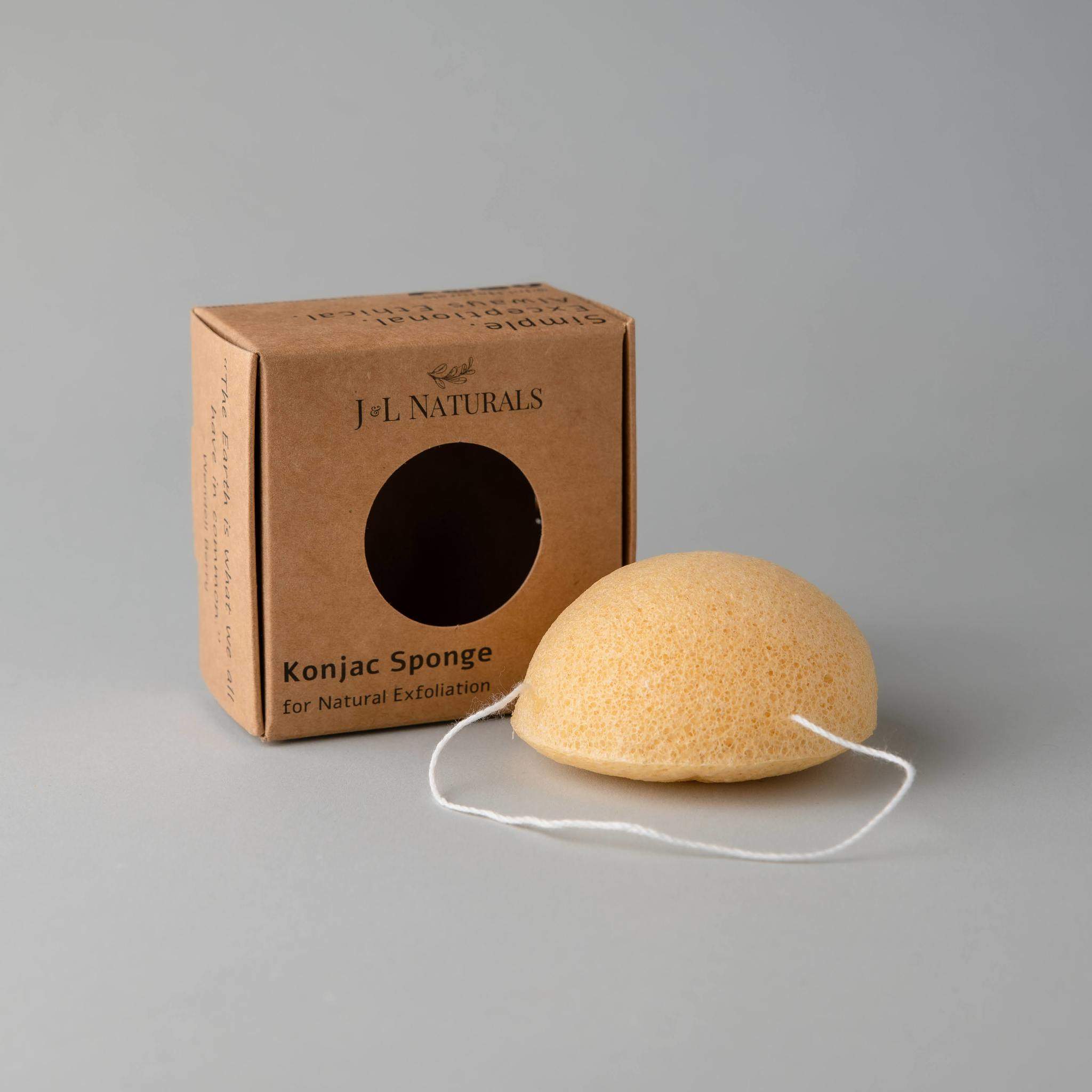 A biodegradable Konjac Sponge made from natural Konjac root, showcasing its soft texture and eco-friendly design.