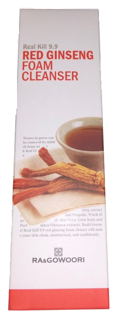 Korean Beauty Red Ginseng Cleansing Foam 120ml bottles in a pack, showcasing the vibrant red packaging and product details.