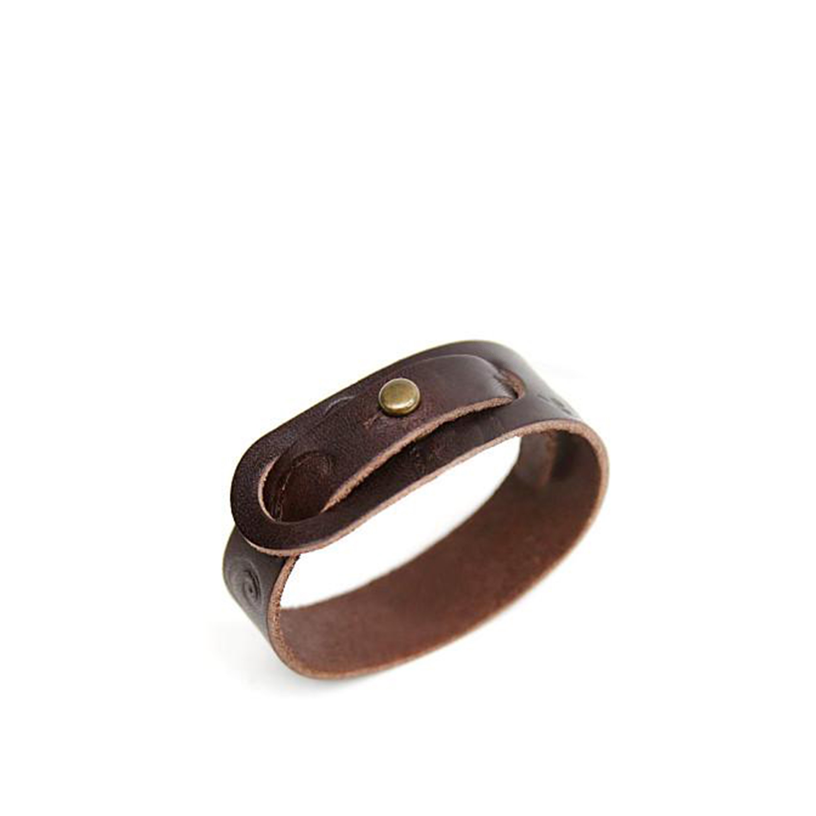 Kraken Leather Bracelet in Brown, featuring high-quality leather and a metal rivet closure, showcasing its unique design and adjustable fit.