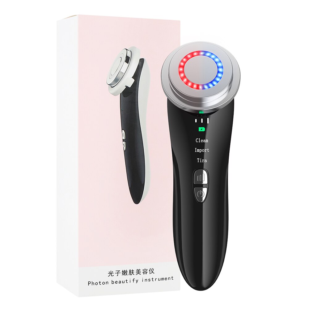 LED Photon Rejuvenation Therapy device in white and pink, designed for skin lifting and tightening with vibration massage features.