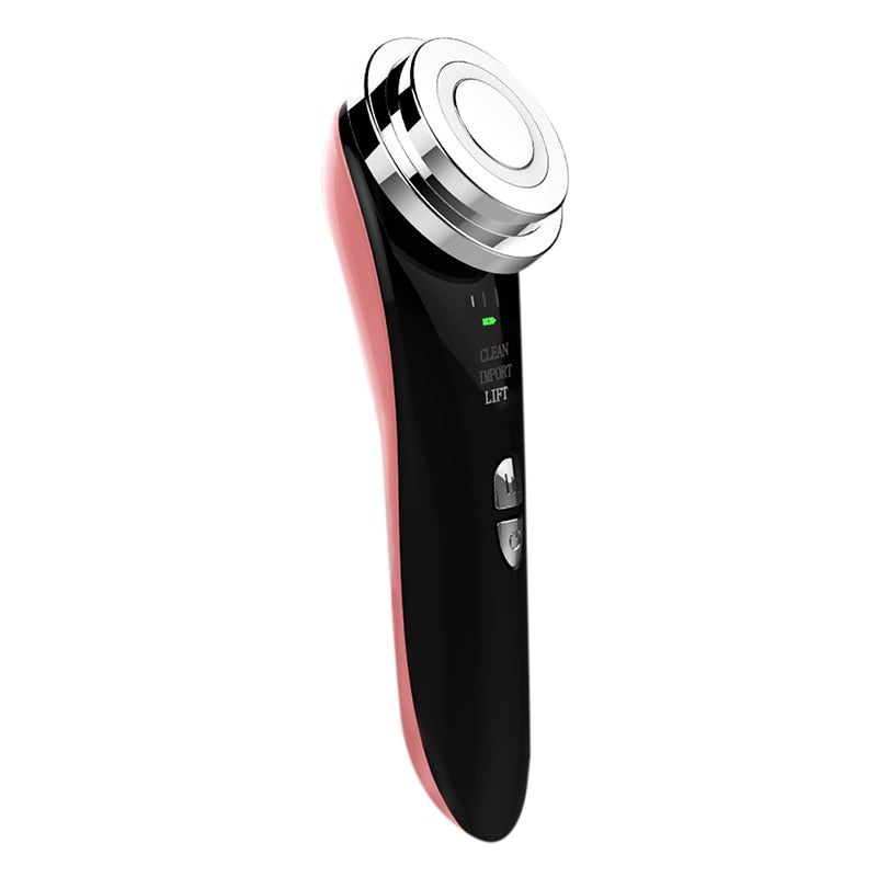 LED Photon Rejuvenation Therapy device in white and pink, designed for skin lifting and tightening with vibration massage features.