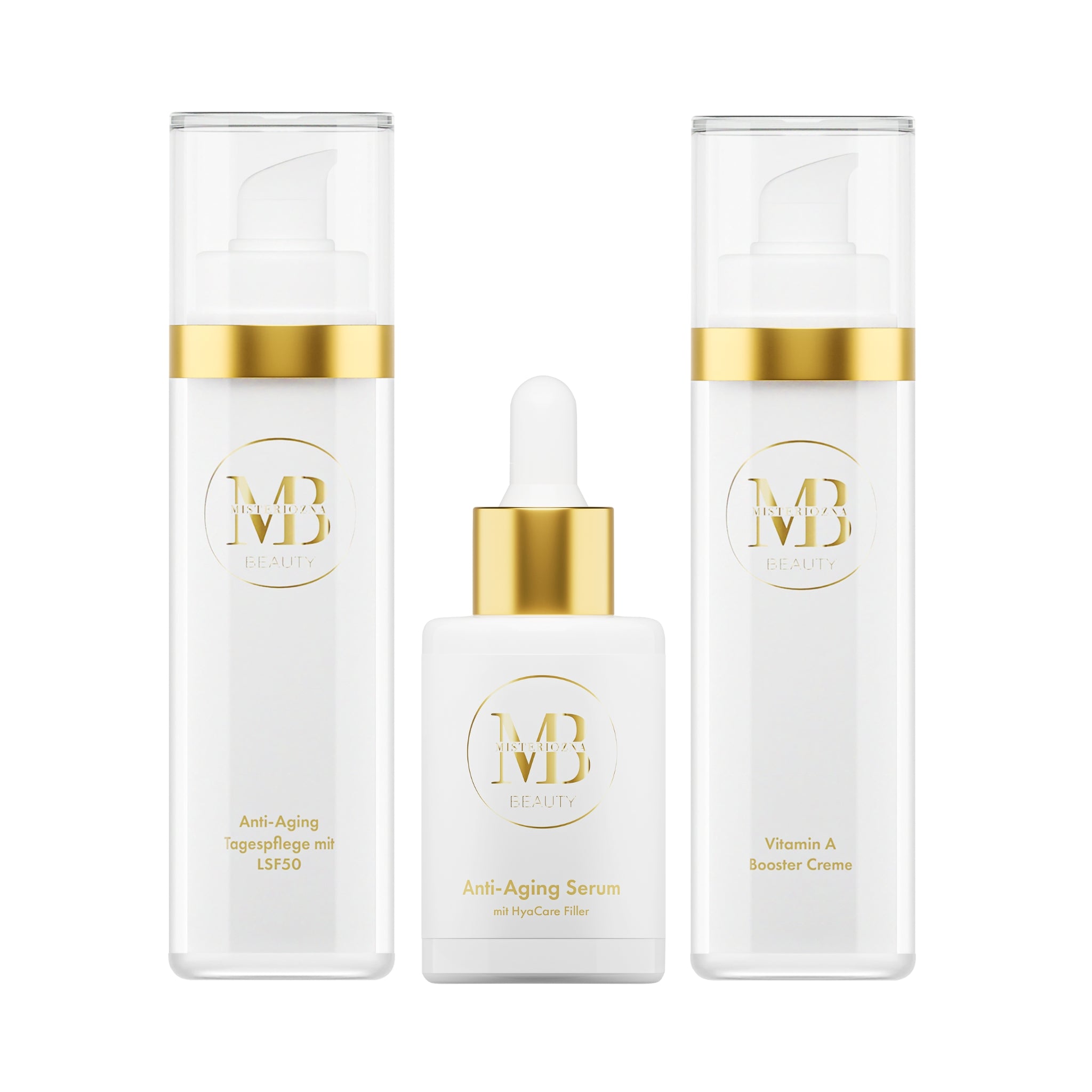 Luxus Anti-Aging Beauty Box mit verschiedenen Hautpflegeprodukten für strahlende, jugendliche Haut.