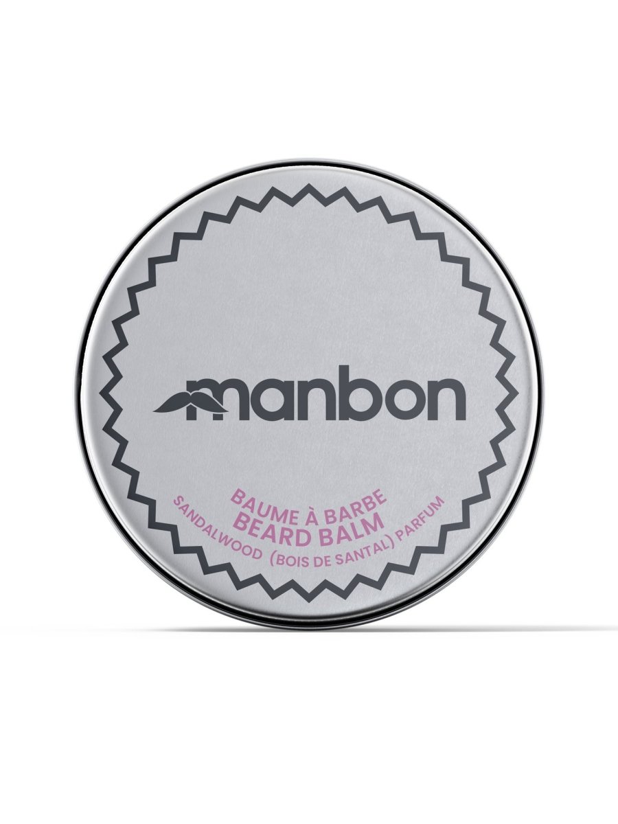 MANBON Luxurious Natural Beard & Moustache Balm in a stylish container, showcasing its rich texture and natural ingredients.