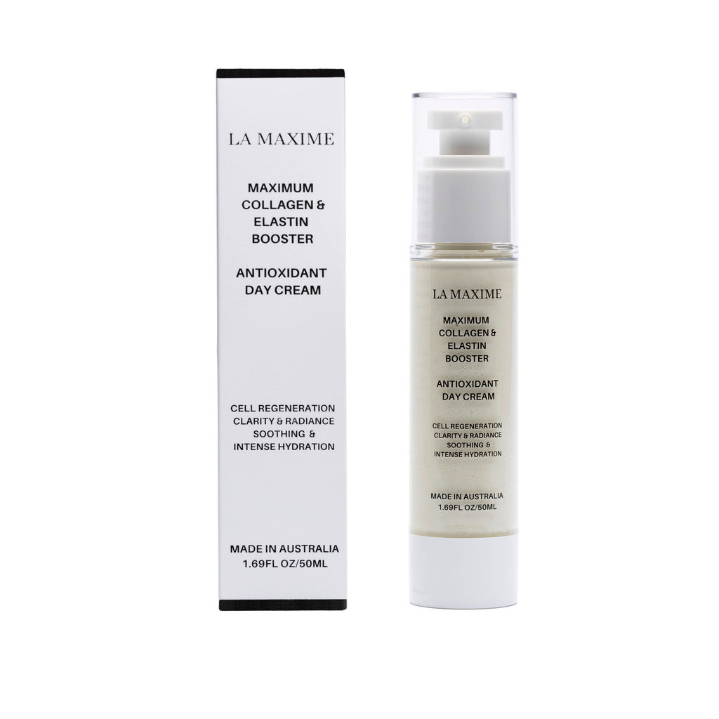 LA MAXIME Antioxidant Day Cream in a sleek jar, showcasing its luxurious texture and natural ingredients.