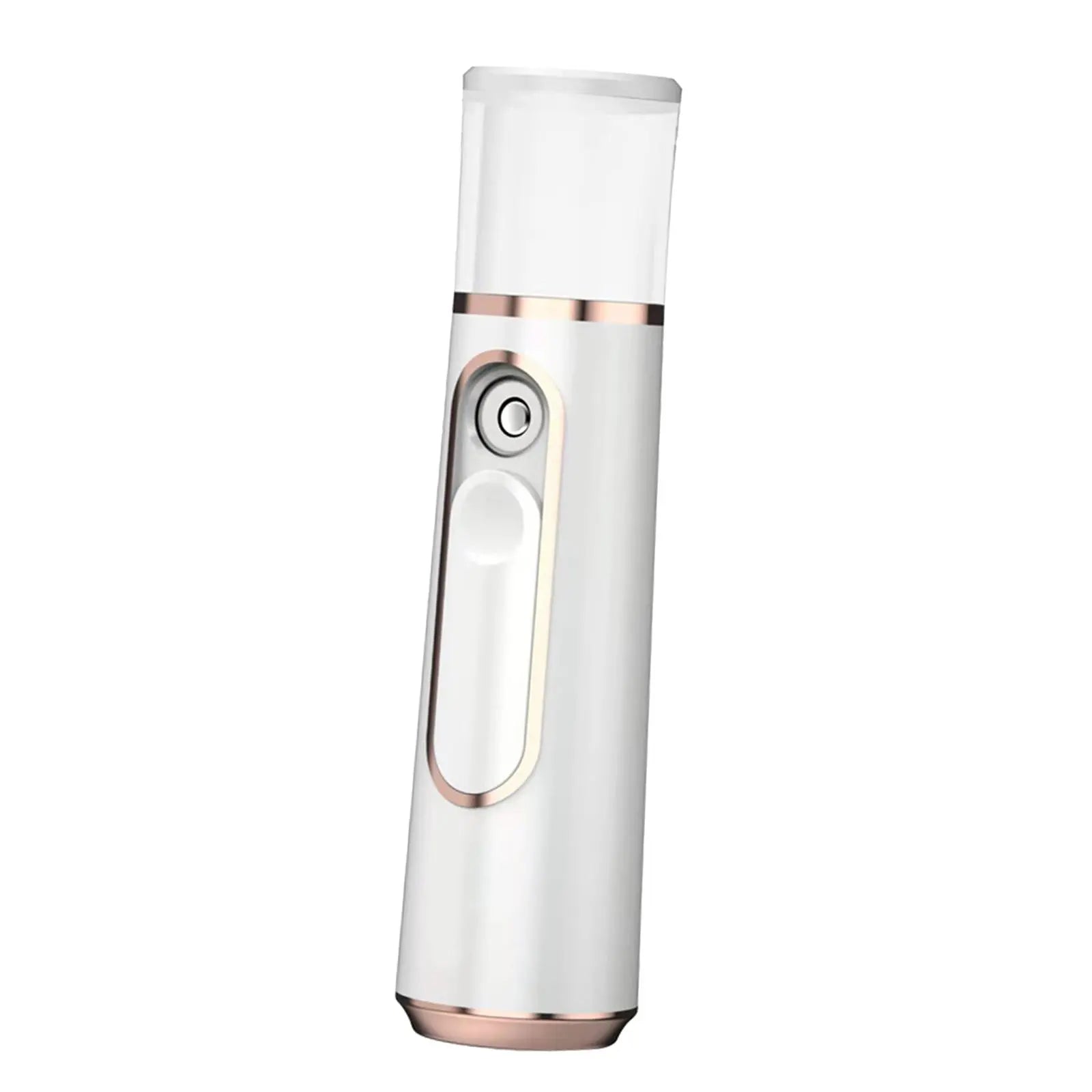 Mini Nano Facial Mister in white color, showcasing its compact design and USB charging port, ideal for moisturizing and refreshing skin.