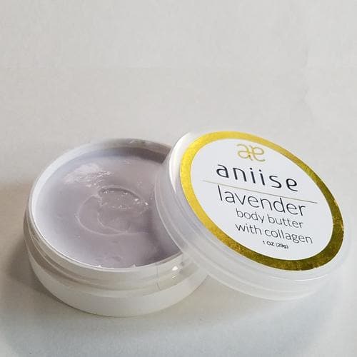 Moisturizing Body Butter Cream with Collagen in a jar, surrounded by natural ingredients like avocado and coconut oil.