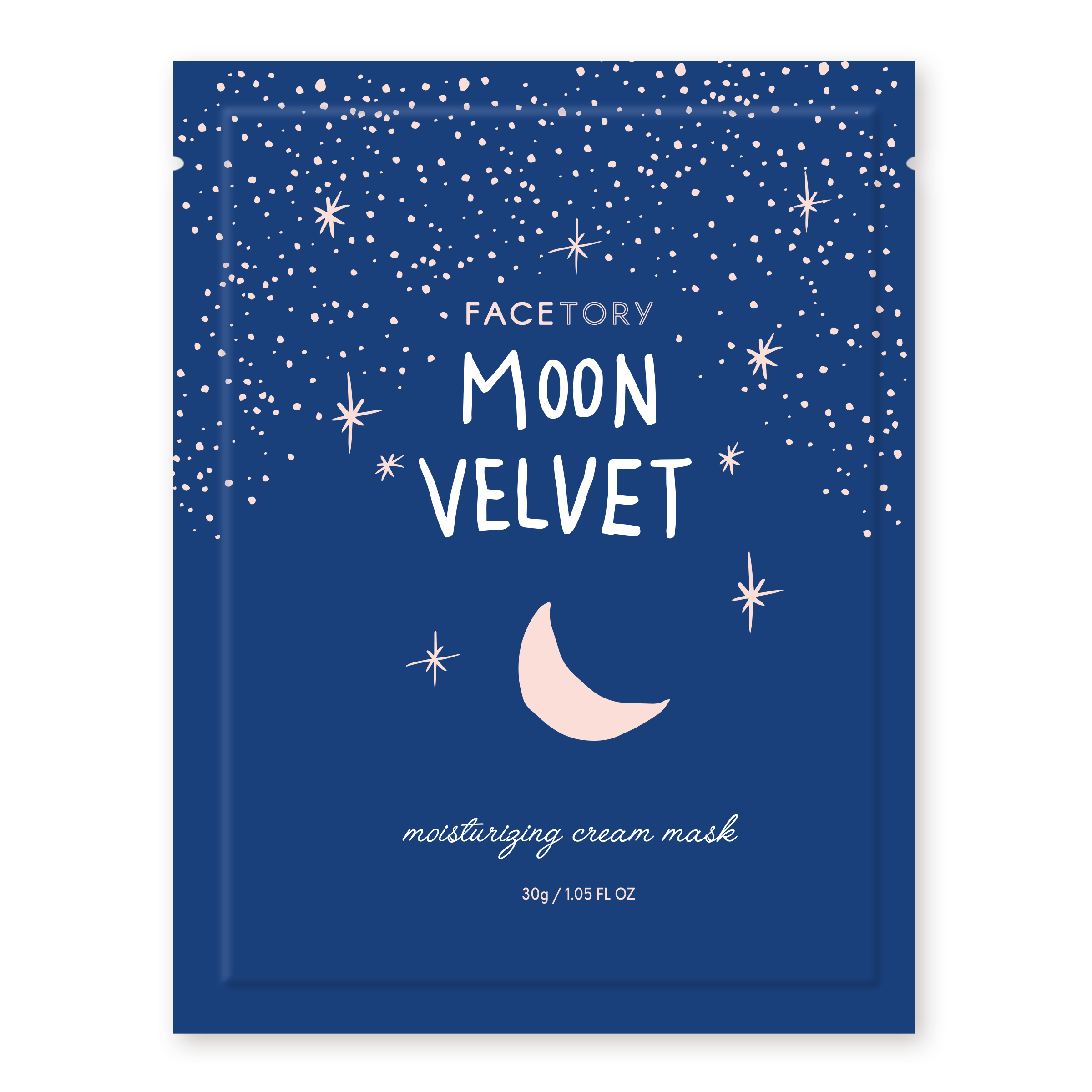 Moon Velvet Moisturizing Cream Mask on a soft background, showcasing its eco-friendly Tencel material and creamy essence.