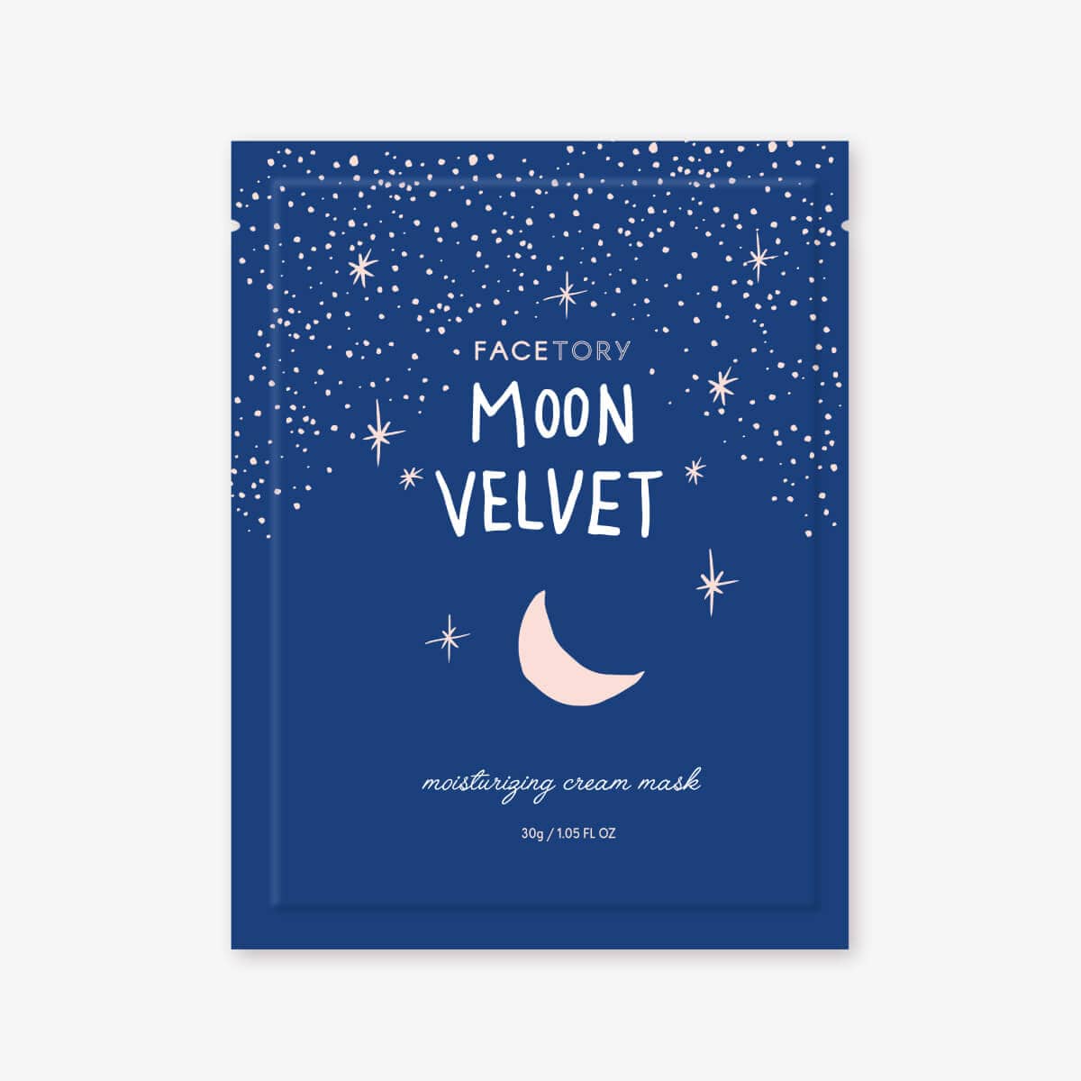 Moon Velvet Moisturizing Cream Mask on a soft background, showcasing its eco-friendly Tencel material and creamy essence.