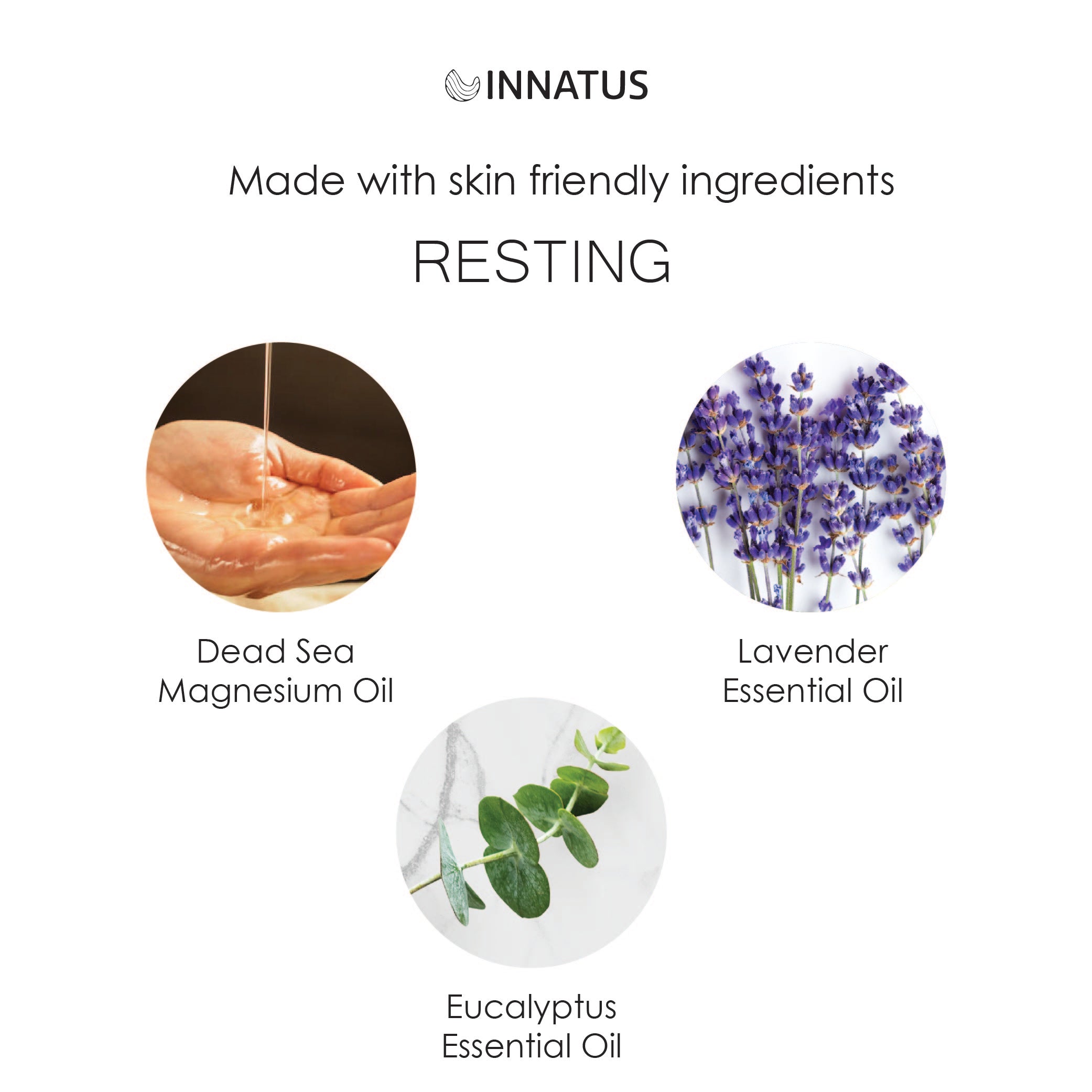 Natural Dead Sea Magnesium Resting Oil bottle with essential oils, promoting relaxation and skin nourishment.