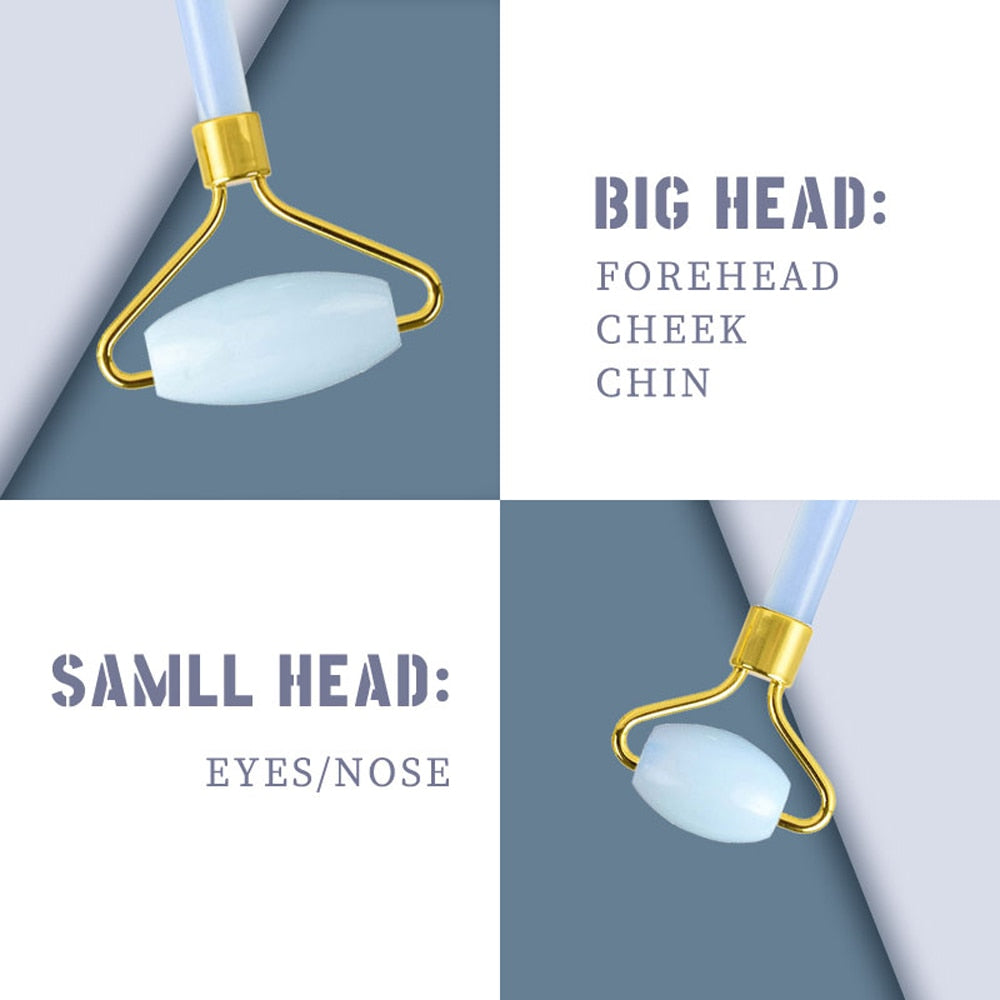 Nature Jade Facial Massage Roller with a smooth jade surface, designed for facial lifting and rejuvenation, showcasing its elegant craftsmanship.