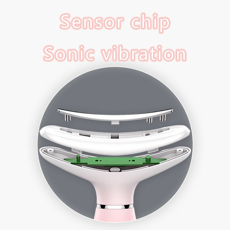 Neck Anti Wrinkle Face Lifting Device in pink and white, showcasing its sleek design and LED features for skin rejuvenation.