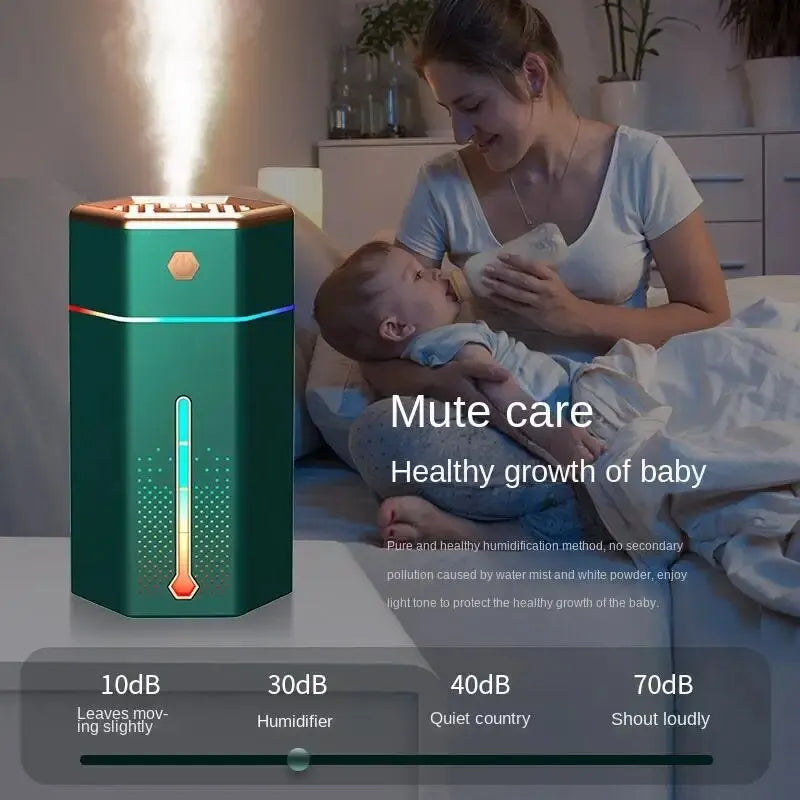 Colorful nightlight humidifier with USB power, showcasing its sleek design and vibrant lighting options.