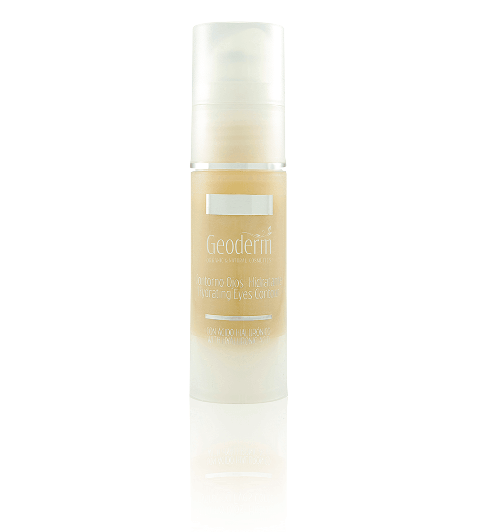 Organic & Natural Regenerative Hyaluronic Acid Eye Contour Gel in a 30ml bottle, showcasing its natural ingredients and hydrating properties.
