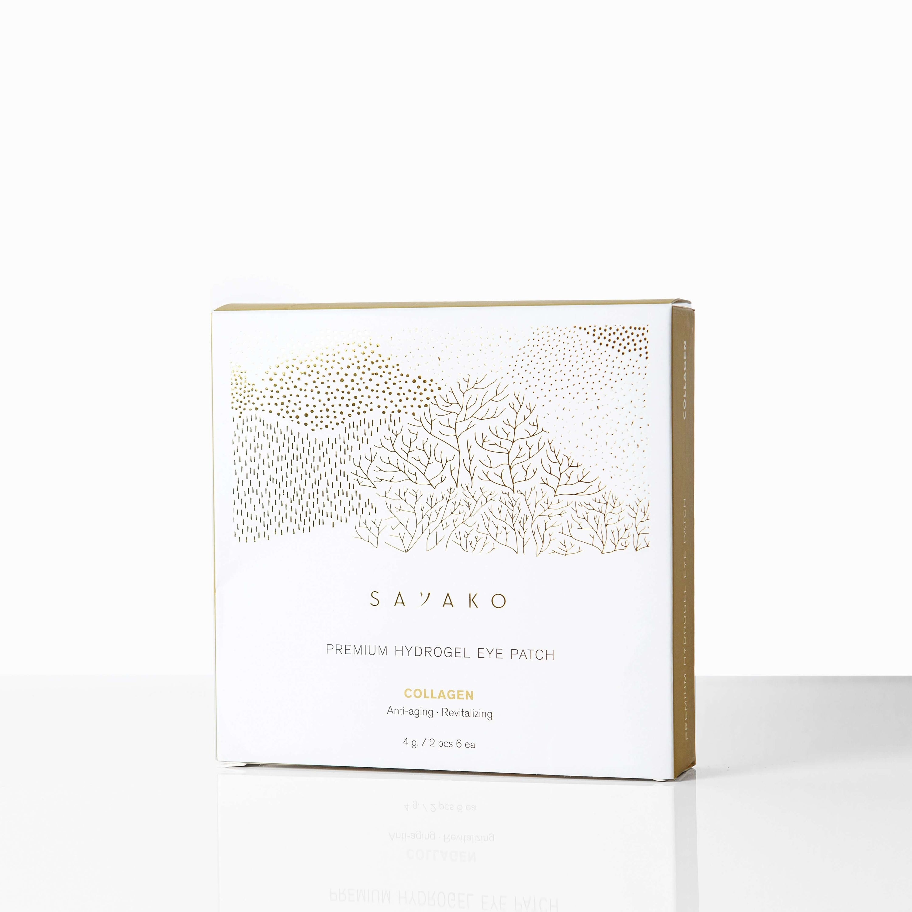 Parches para los ojos de hidrogel con colágeno, presentados en un paquete de 6 unidades, ideales para combatir el envejecimiento de la piel.