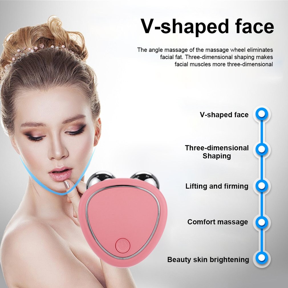 Portable Facial Micro-current Beauty Instrument designed for skin lifting and rejuvenation, featuring a sleek ergonomic design and USB charging capability.