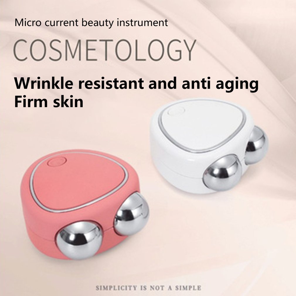 Portable Facial Micro-current Beauty Instrument designed for skin lifting and rejuvenation, featuring a sleek ergonomic design and USB charging capability.