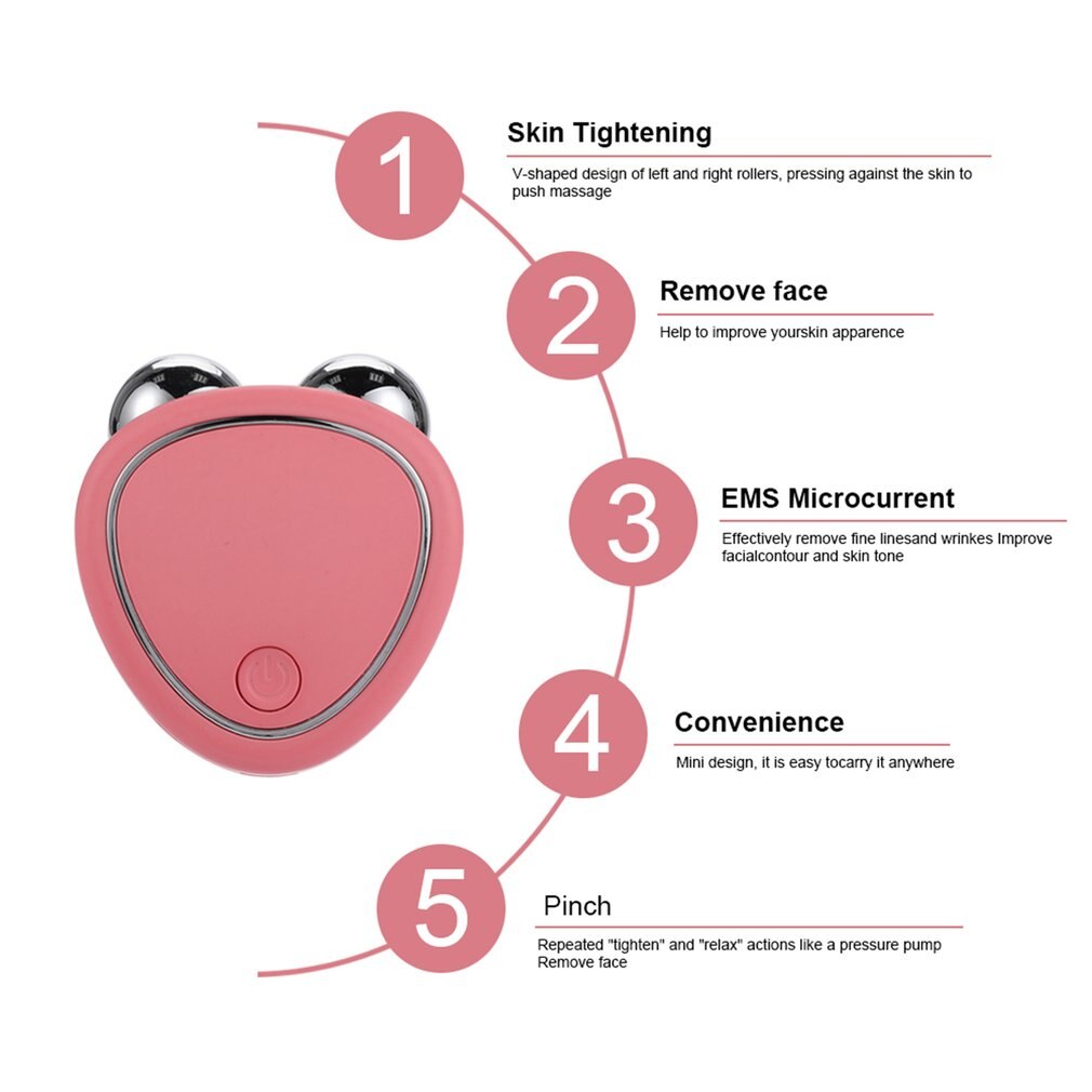 Portable Facial Micro-current Beauty Instrument designed for skin lifting and rejuvenation, featuring a sleek ergonomic design and USB charging capability.