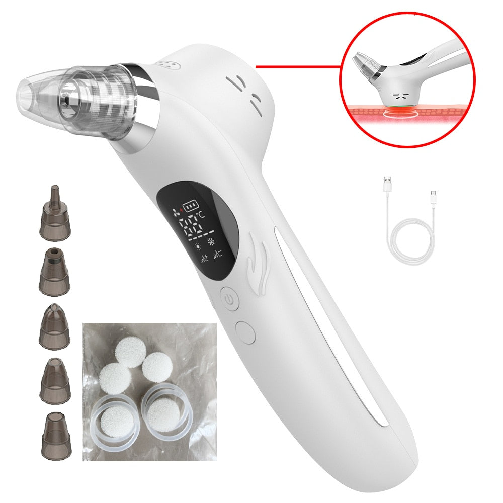 Professional Blackhead Remover Vacuum with multiple attachments and a sleek design, ideal for acne and pimple suction.