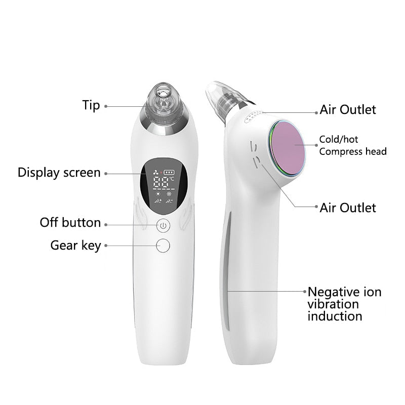 Professional Blackhead Remover Vacuum with multiple attachments and a sleek design, ideal for acne and pimple suction.