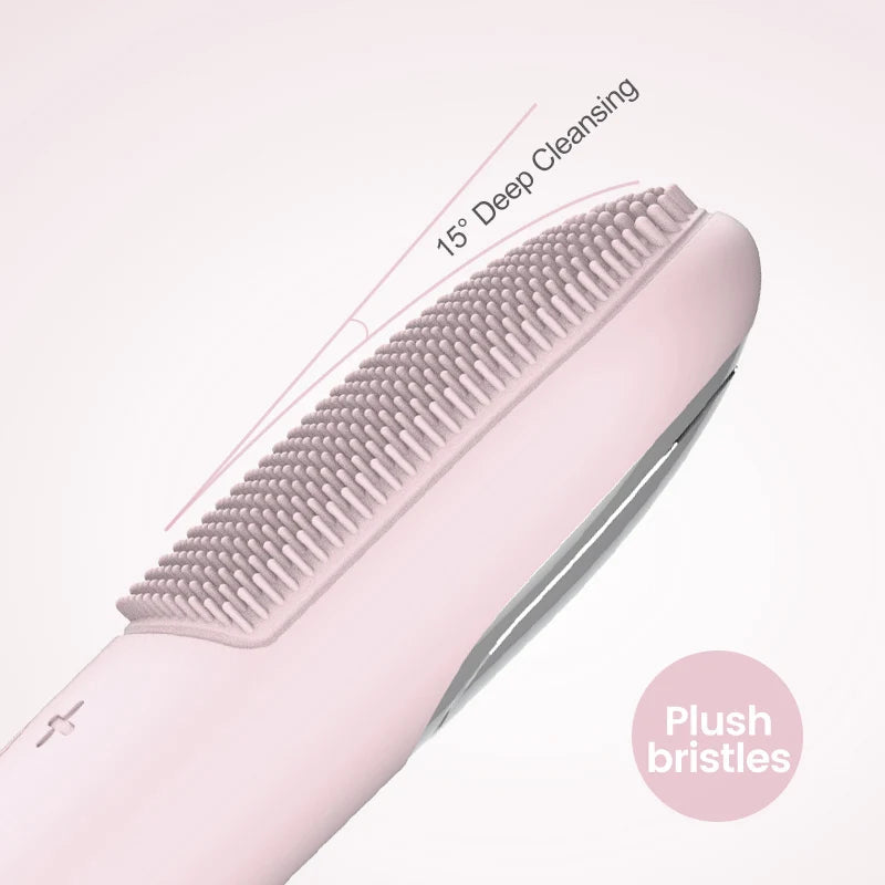 Rechargeable Mini Travel Home Beauty device with a sleek design, featuring a warming massage brush for effective skin cleansing.