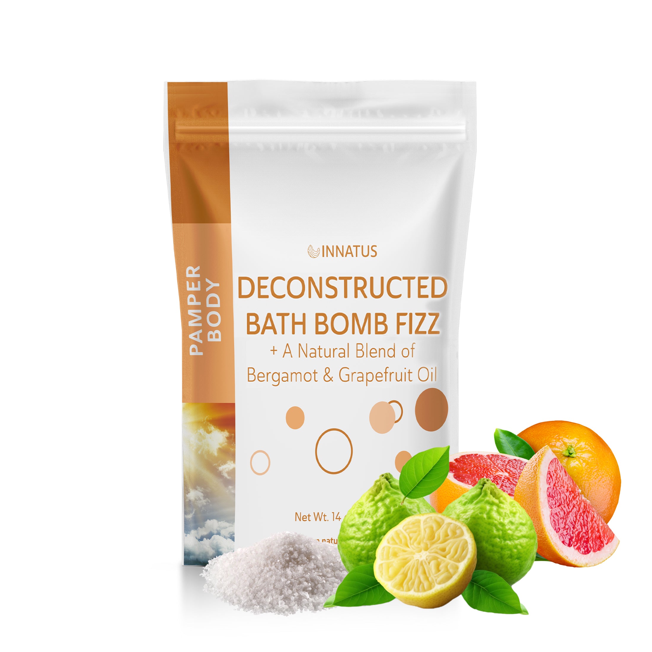 A vibrant Sea Salt Fizzy Deconstructed Bath Bomb in a loose form, showcasing its crushed texture and natural ingredients.